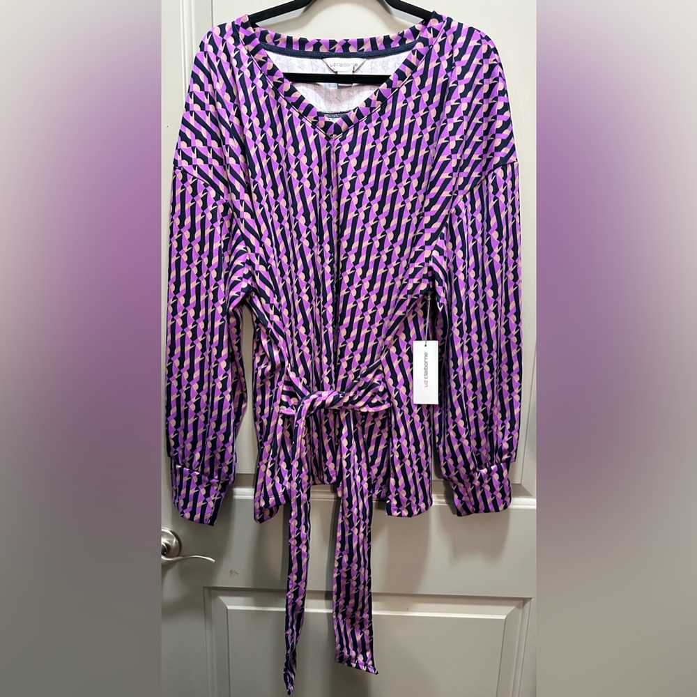 Liz Claiborne Size 2X Purple/Black Knit Top NWT